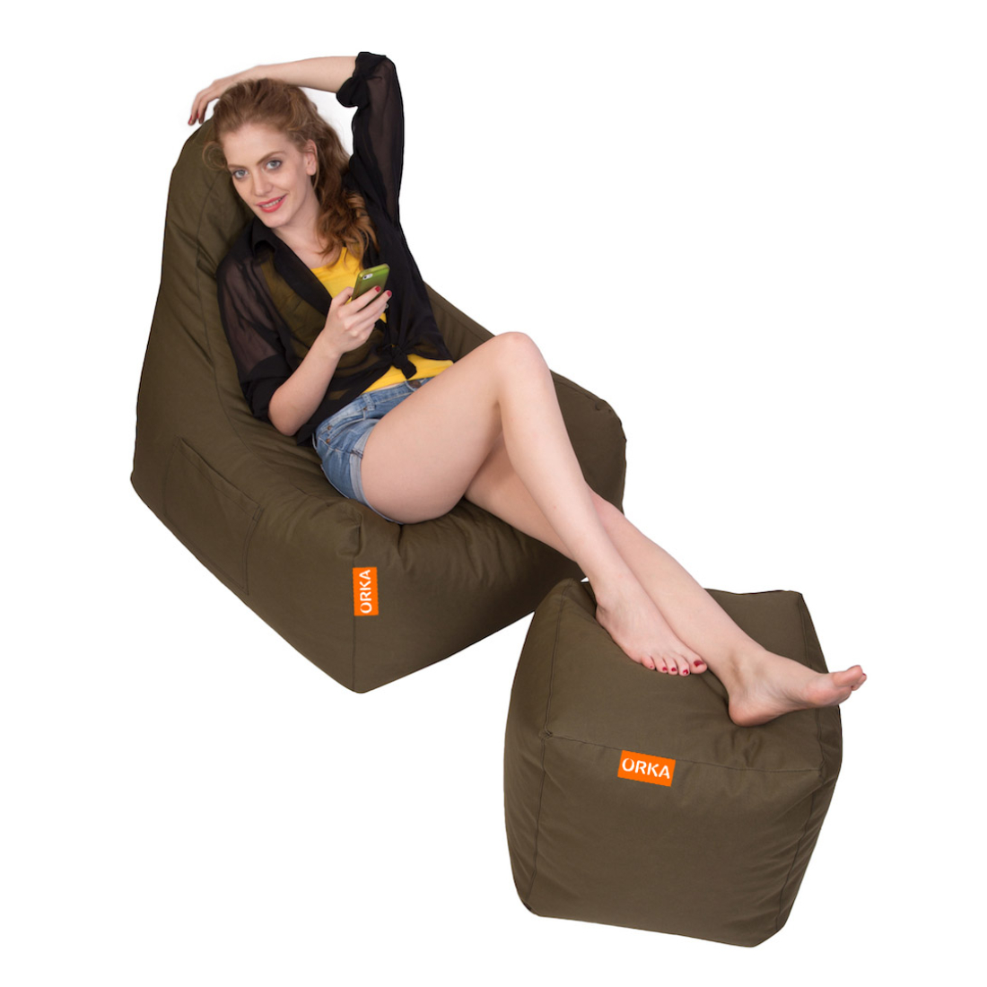 Can bean bags Solid Denier Fabric Triangle Chair Bean Bag With Footstool